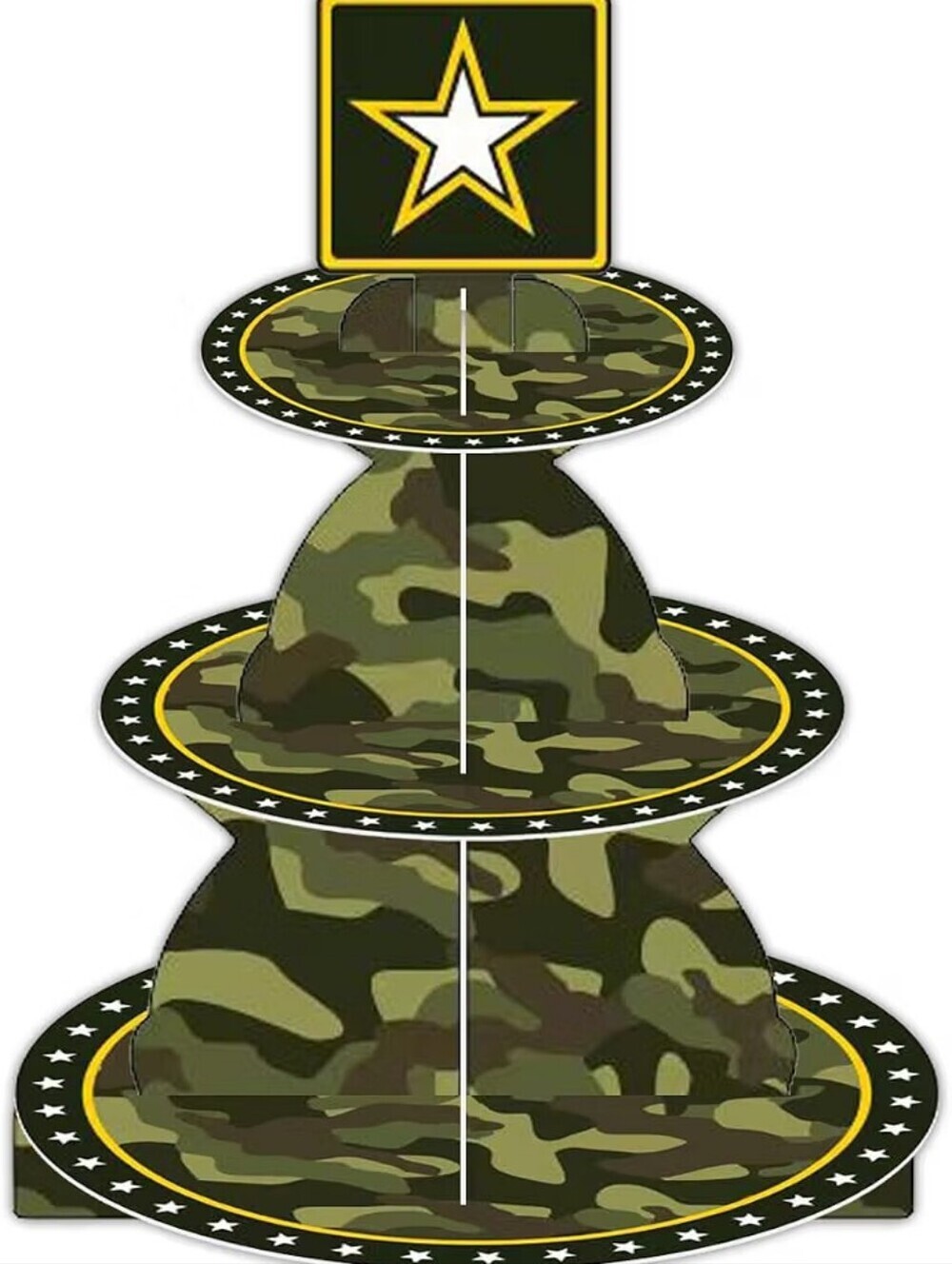 U.S. Army Green and Black Camouflage 3-Tier Dessert Stand